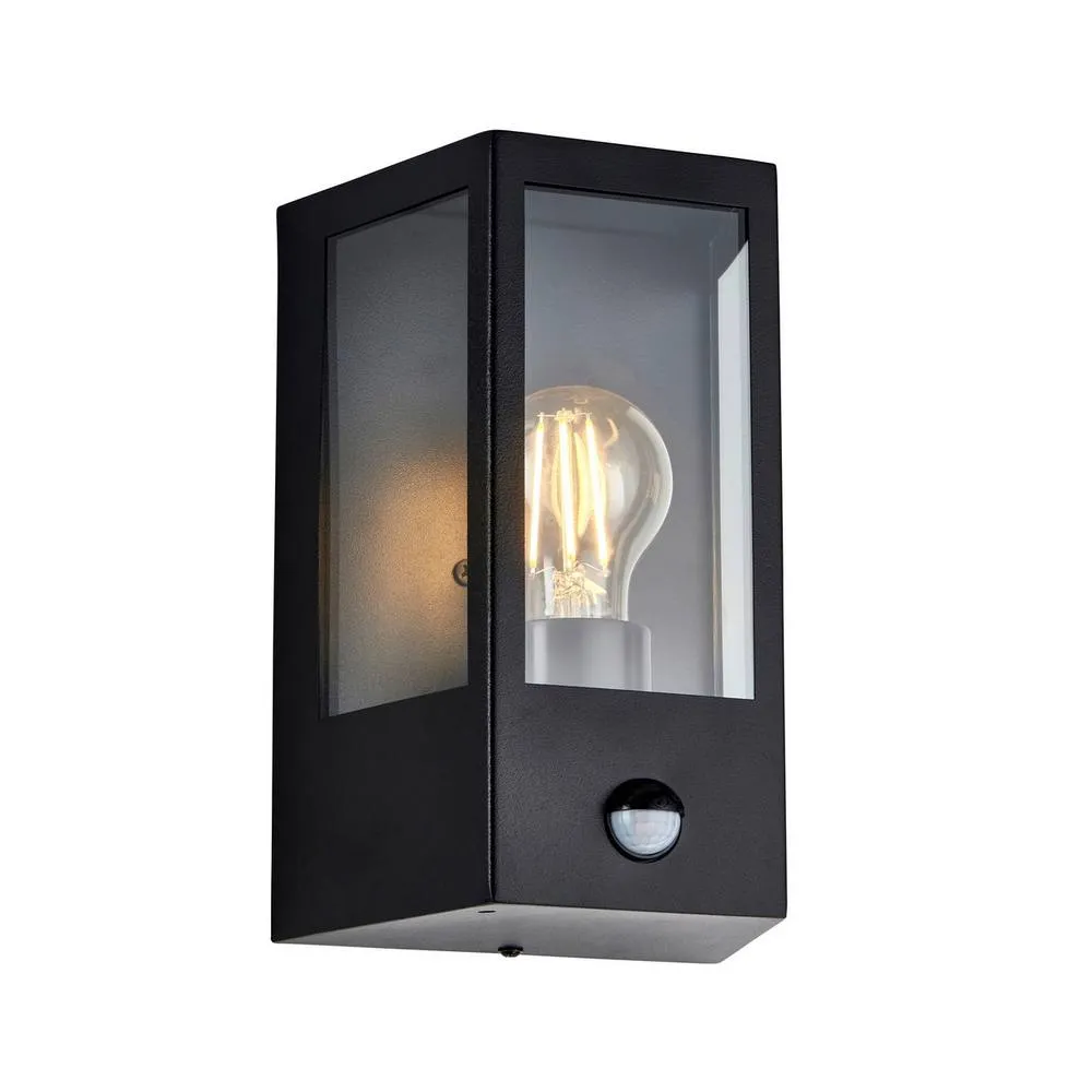Netlighting Huntington Outdoor Wall Lantern Matt Black & Clear Glass E27