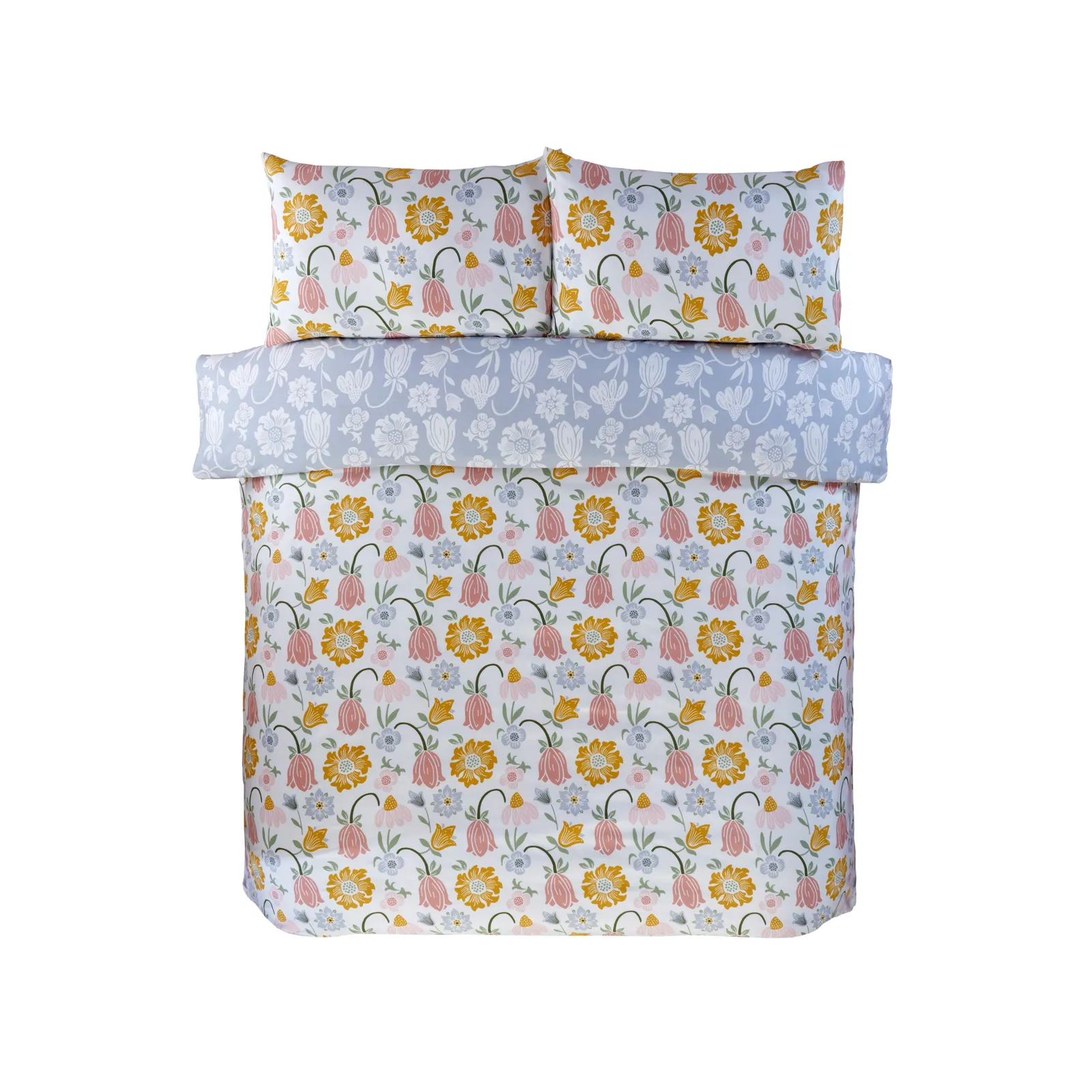 Rapport Home Victorian Bloom Microfibre Reversible Duvet Cover Set with Pillowcase in Blue 3