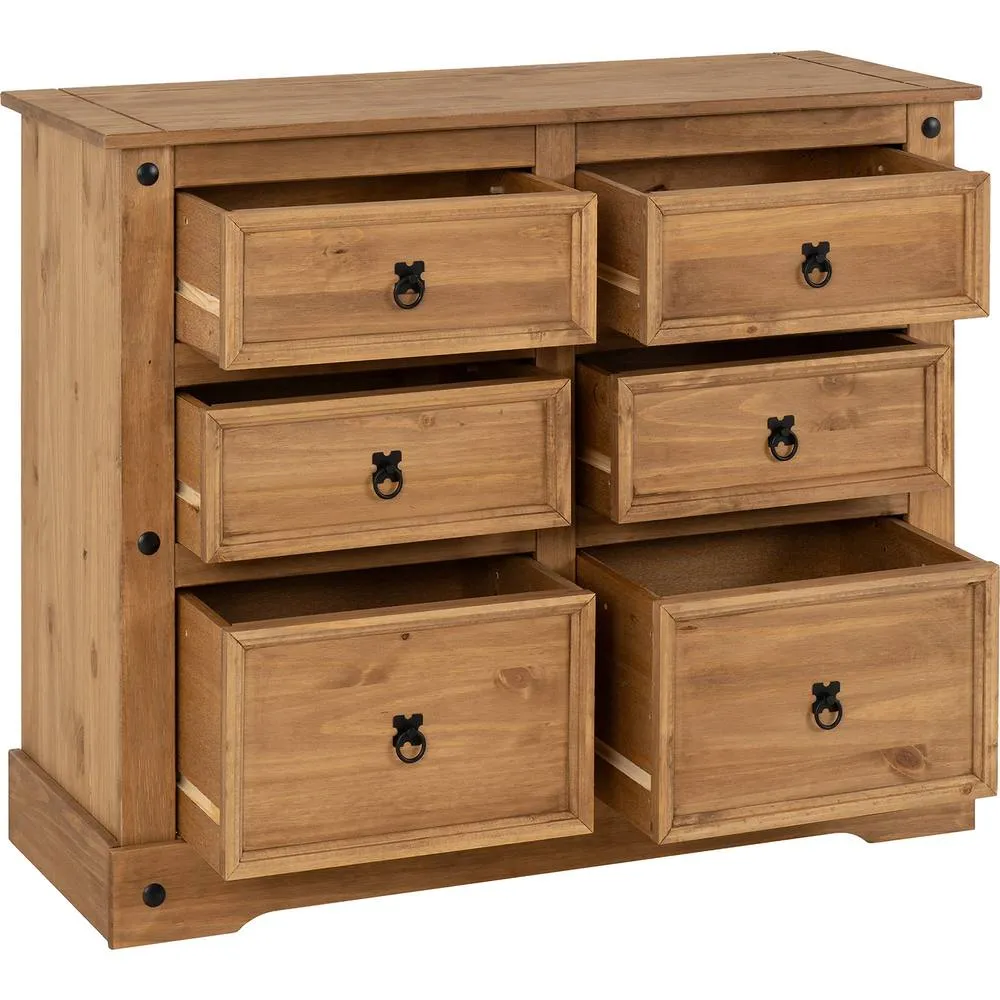 Seconique Corona Essentials 6 Drawer Chest in Natural 3