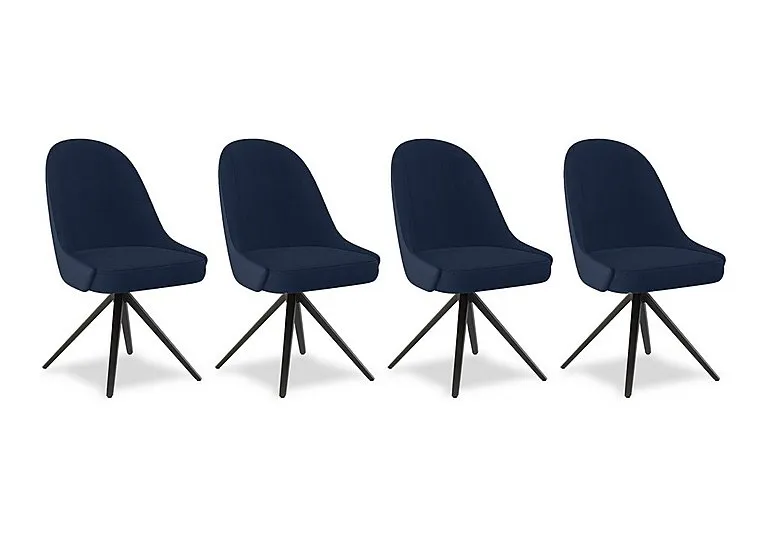 Jose Set of 4 Swivel Dining Chairs - Navy