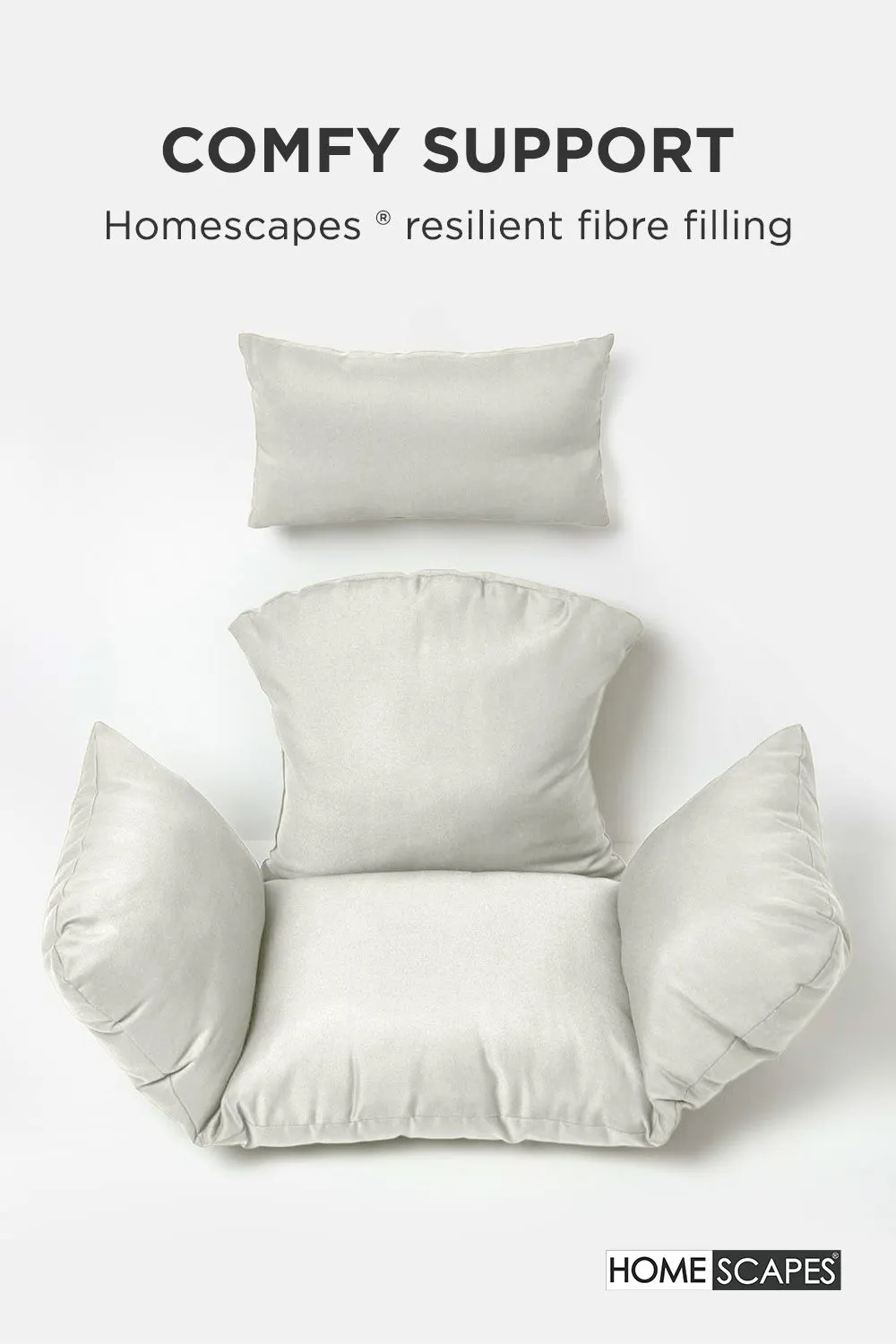 Homescapes Luxury Soft Waterproof Egg Chair Cushion Swing Chair Garden Seat in Natural 4