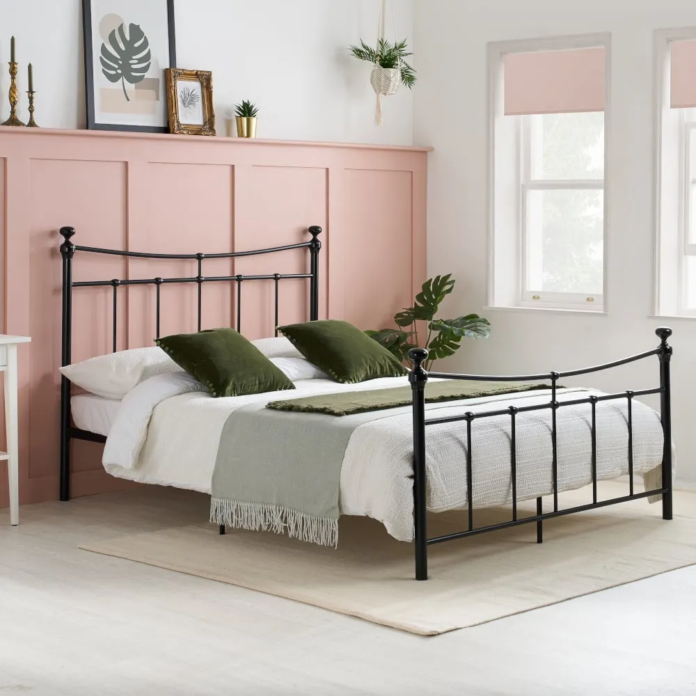 Emily - Double Black Metal Bed Frame - 4ft Small - Happy Beds 1