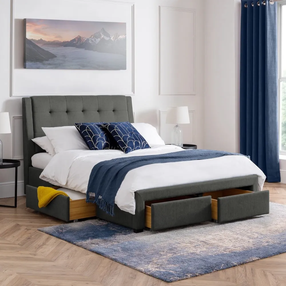 Fullerton - Super King Size - Storage Bed with 4 Drawers - Dark Grey - Fabric - 6ft