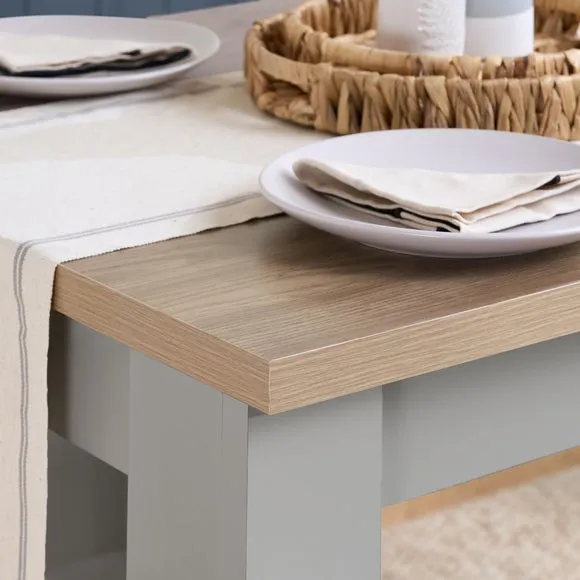 Highgate Dining Table with 2 Benches, Oak Effect 3
