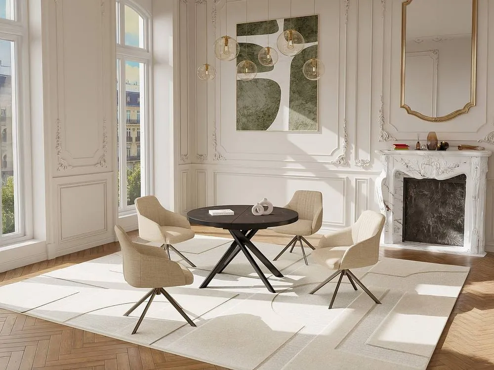 Vente-unique Extendable Dining Table for 4 To 6 People In Ceramic, MDF & Metal in Grey