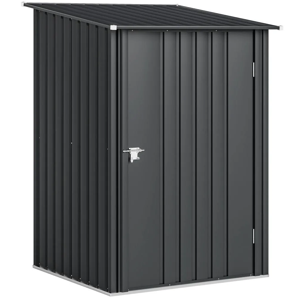 OUTSUNNY 3.3ft x 3.4ft Outdoor Storage Shed Steel Garden Shed w/ Lockable Door in Dark Grey