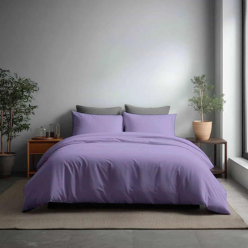 Snug City Microfibre Soft Touch Duvet Cover & Pillowcase/s Set Bed Linen in Lilac
