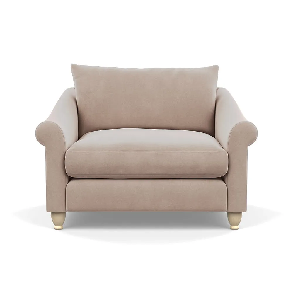 Heal's Devon Loveseat Smart Velvet Pebble Natural Feet 1