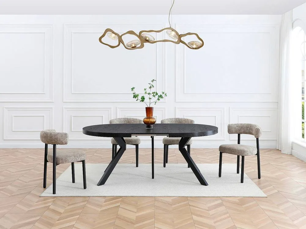 Vente-unique Extendable Dining Table Seating 6 To 6 Cm MDF & Steel - Black 4