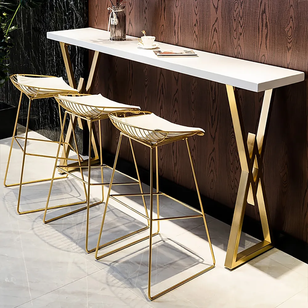 Rectangular Bar Height Pub Table Dining Table for Breakfast Nook Solid Wood X Base
