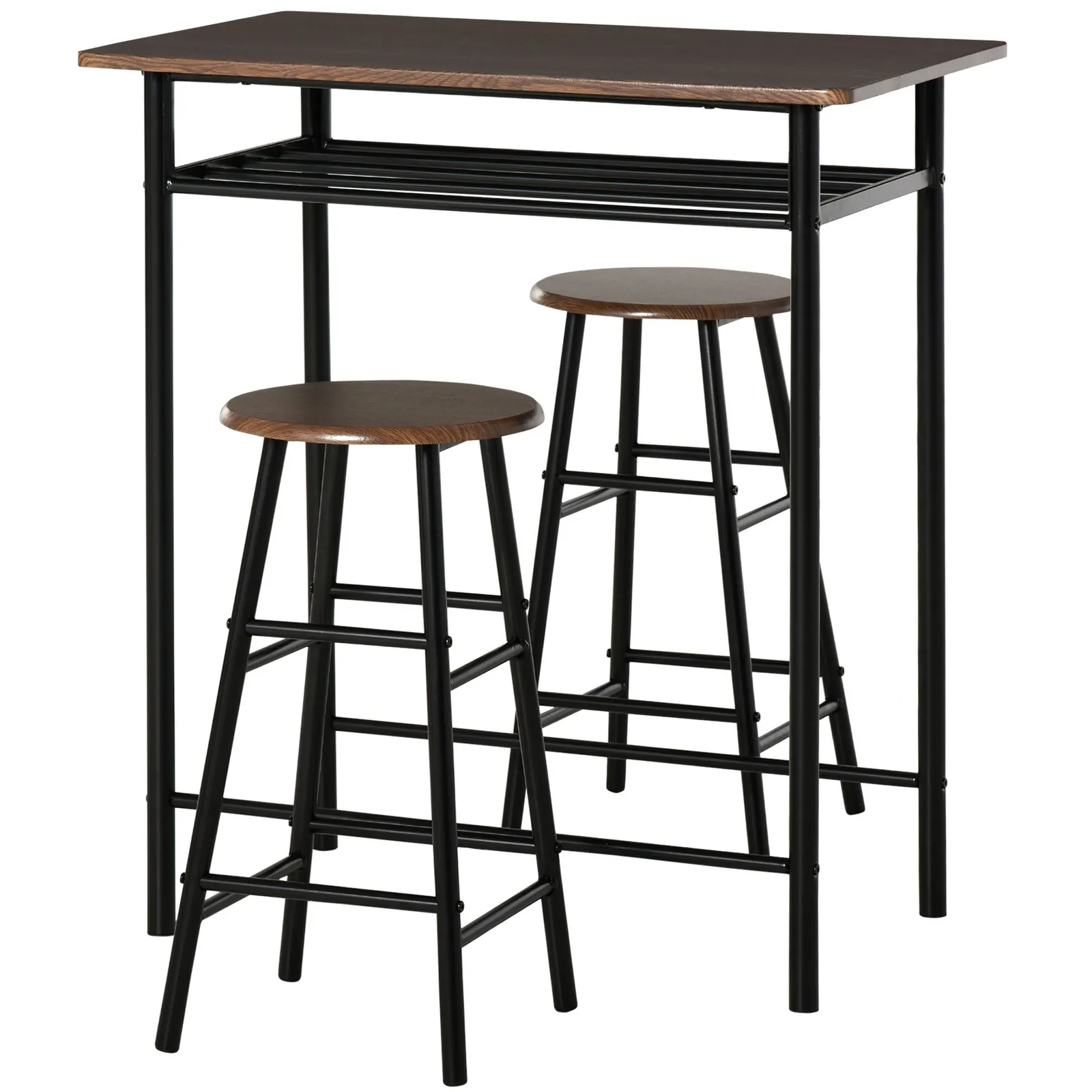 HOMCOM 3-Piece Dining Set with 2 Matching Chairs & 1 Table in Black 2