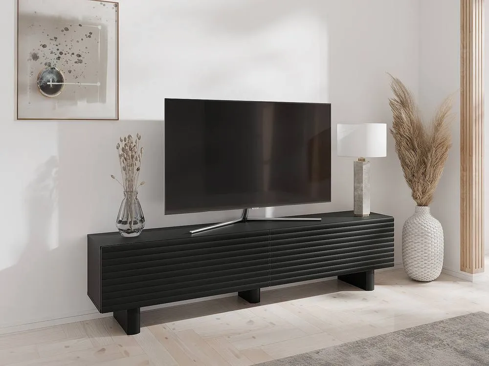 Vente-unique TV Unit With 2 Doors In MDF - 180 Cm - Black - LUDIMA 3