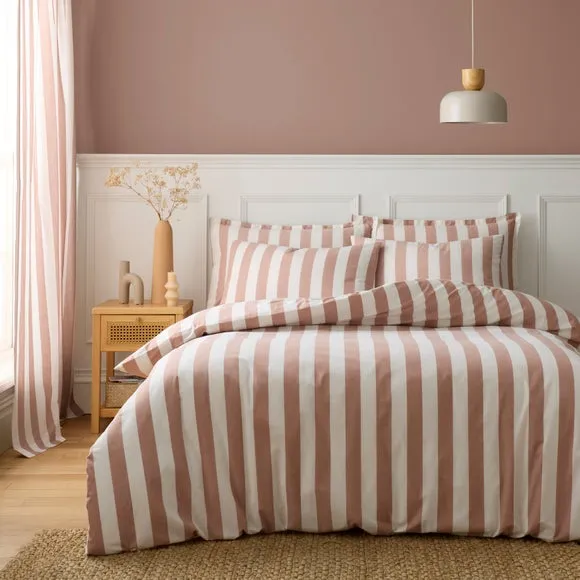 Beatrice Woven Stripe 100% Cotton Duvet Cover & Pillowcase Set 1