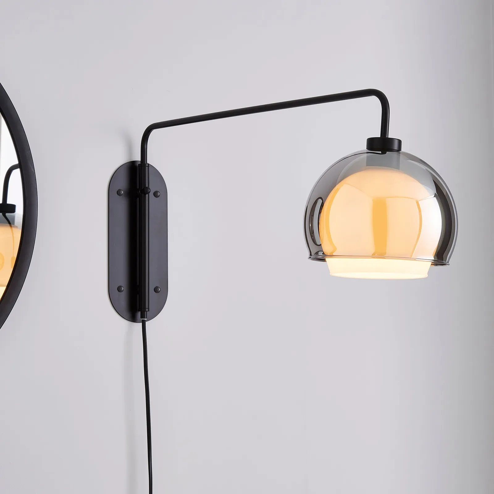 Elements Ramona Swing Arm Wall Light Black