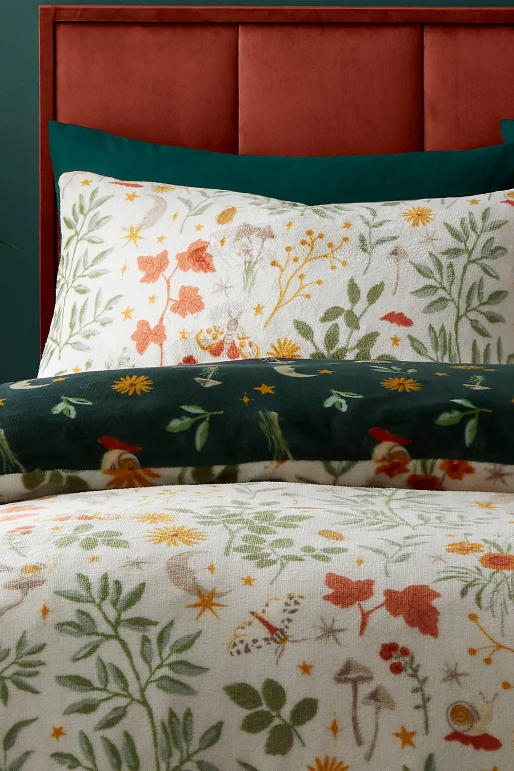 Fusion 'Botanical Mushrooms' Soft Fleece Duvet Cover Set in Natural 2