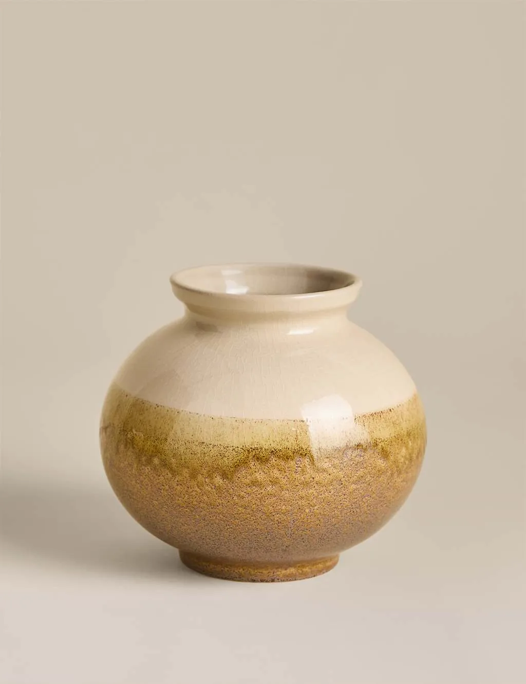 M&S Small Rounded Ceramic Vase Brown