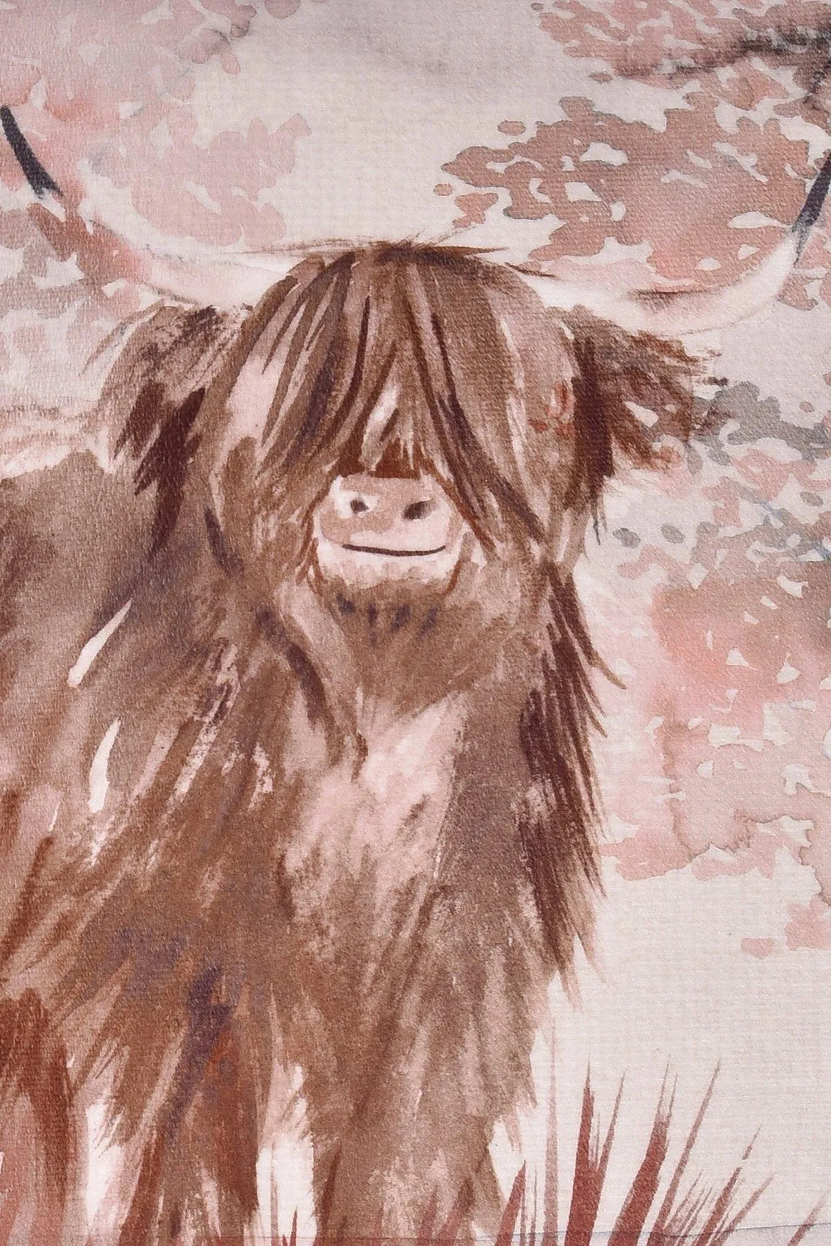 Dreams & Drapes 'Hanson Highland Cow' Luxe Velvet Filled Cushion in Terracotta 4