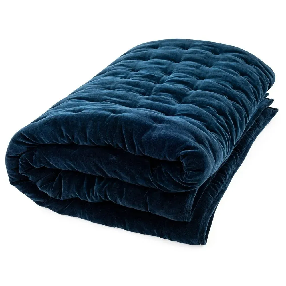 Heal's Velvet Quilt Midnight Blue 240 x 260cm 3