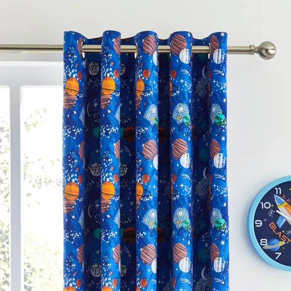 Cosmic Space Blackout Eyelet Curtains 1