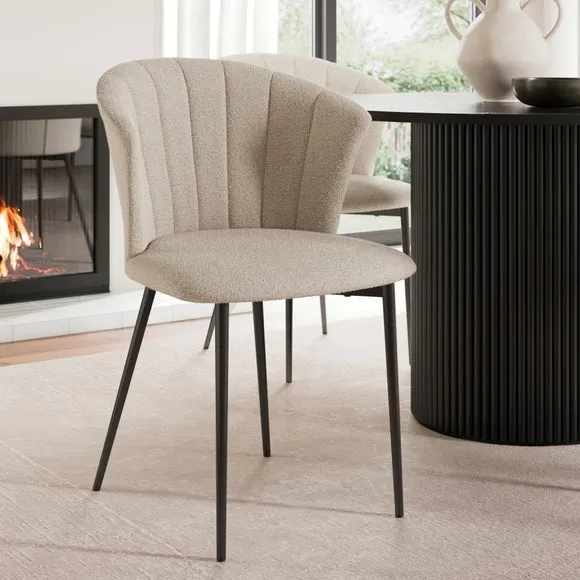 Kendall Dining Chair with Black Legs, Boucle