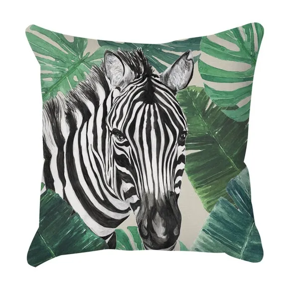 Jungle Zebra Square Cushion Cover 3