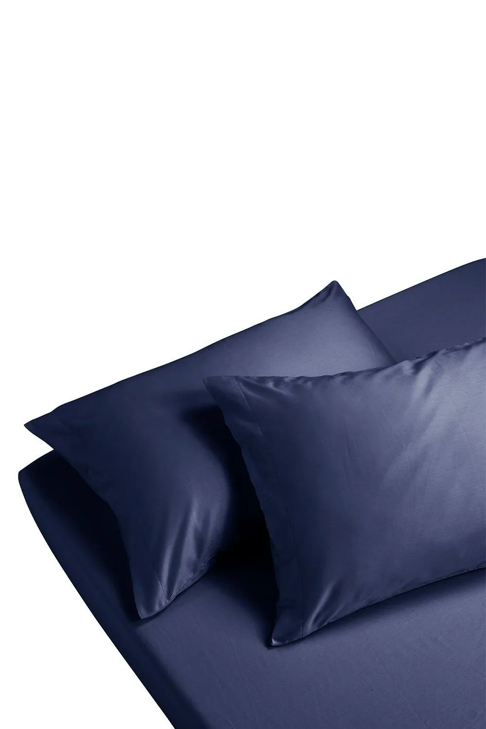 CHRISTY 400TC Luxury Cotton Sateen Plain Dye King Pillowcases Pair in Navy 2