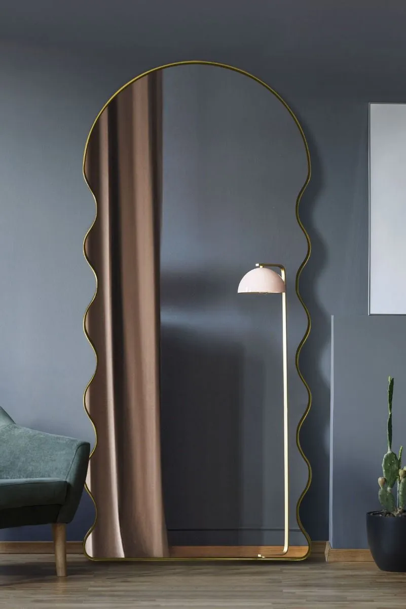 MirrorOutlet New Gold Metal Dome Arch Topped Wall Mirror 71" X 31" (180CM X 80CM)