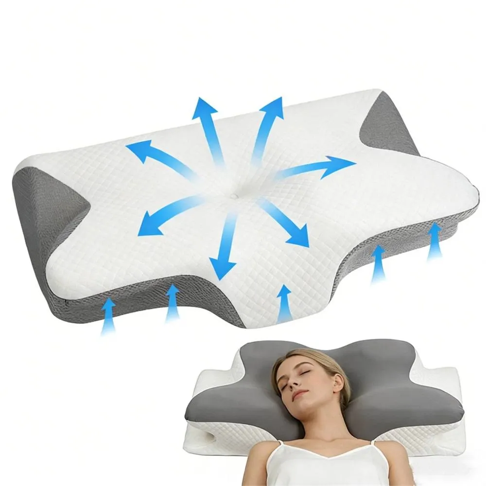Nordara Style B Ergonomic Memory Foam Cervical Pillow Neck Pain Support in Grey