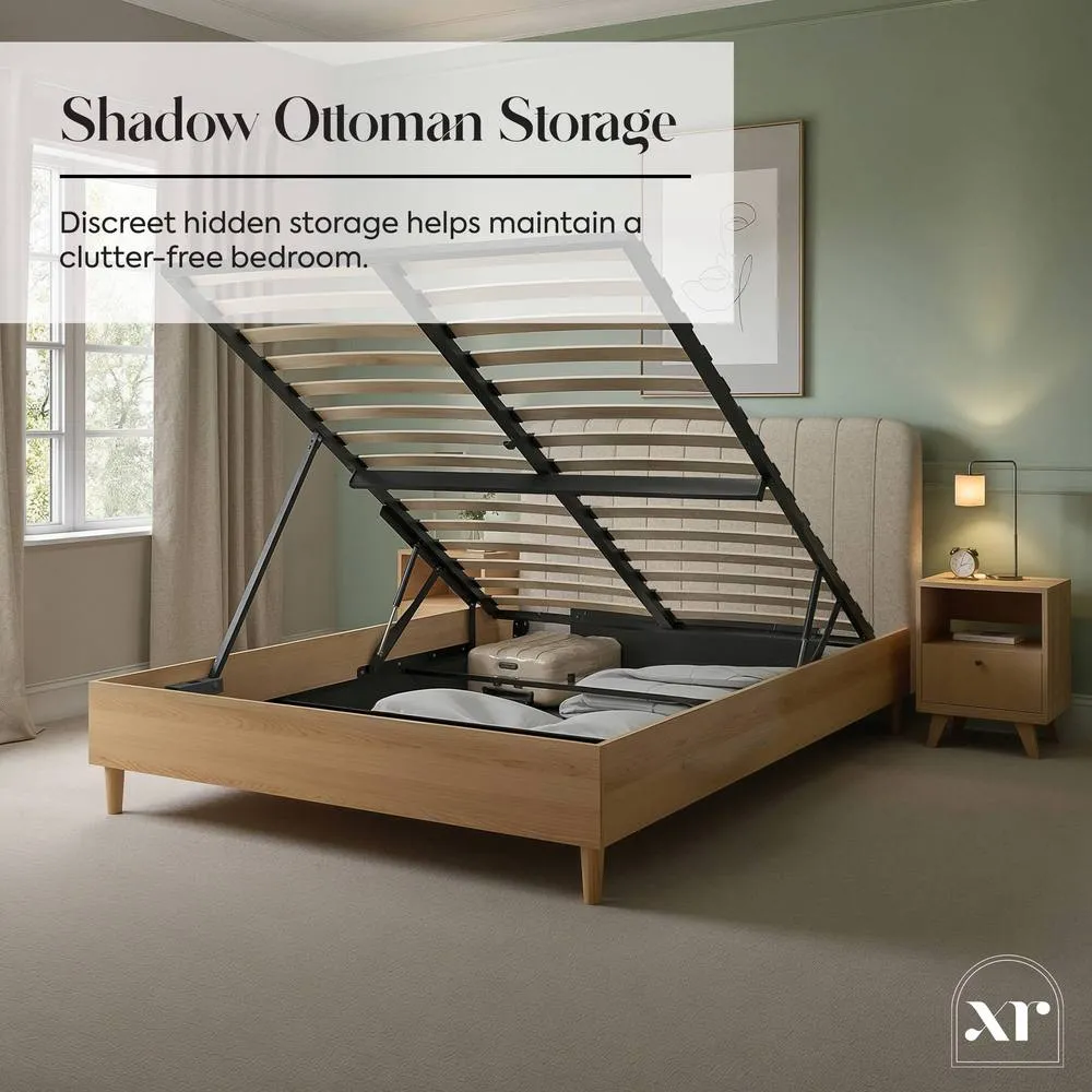X Rocker Cooper Mixed Material Shadow Ottoman Bed- King Size - Oak/Natural in Medium Beige 5