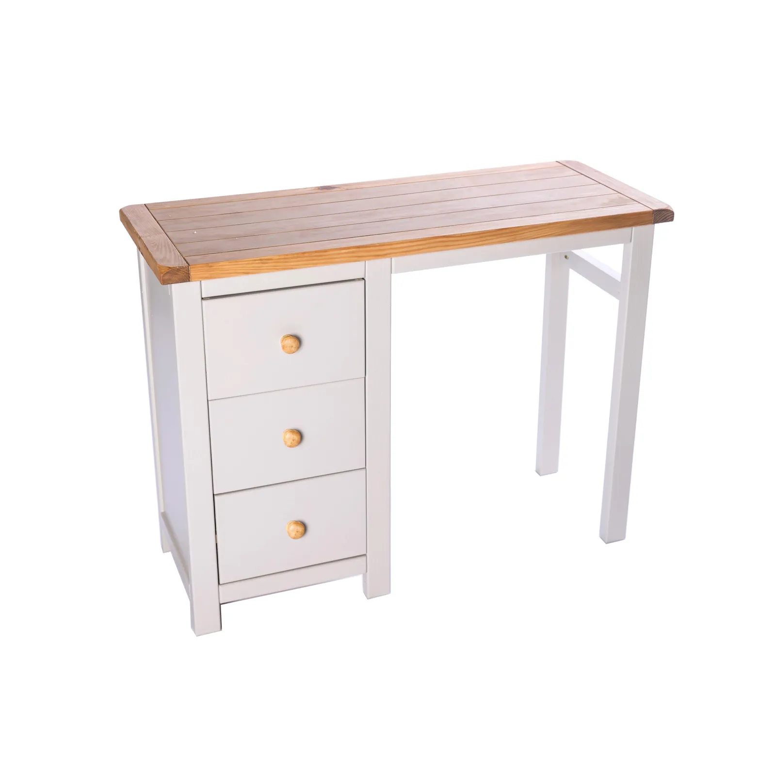 Cabinet Bits Argenta 3 Drawer Desk - Dressing Table Wood Knob in Light Grey 3