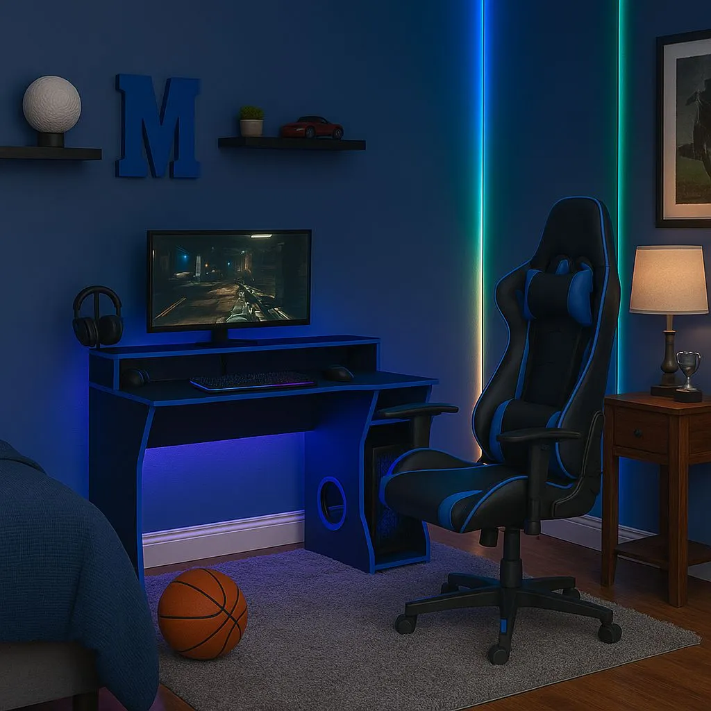 Birlea Enzo Gaming Computer Desk in Dark Blue 1