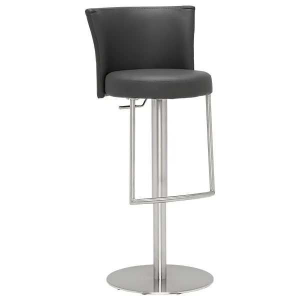 Simone Bar Stool  Grey and Brushed Steel