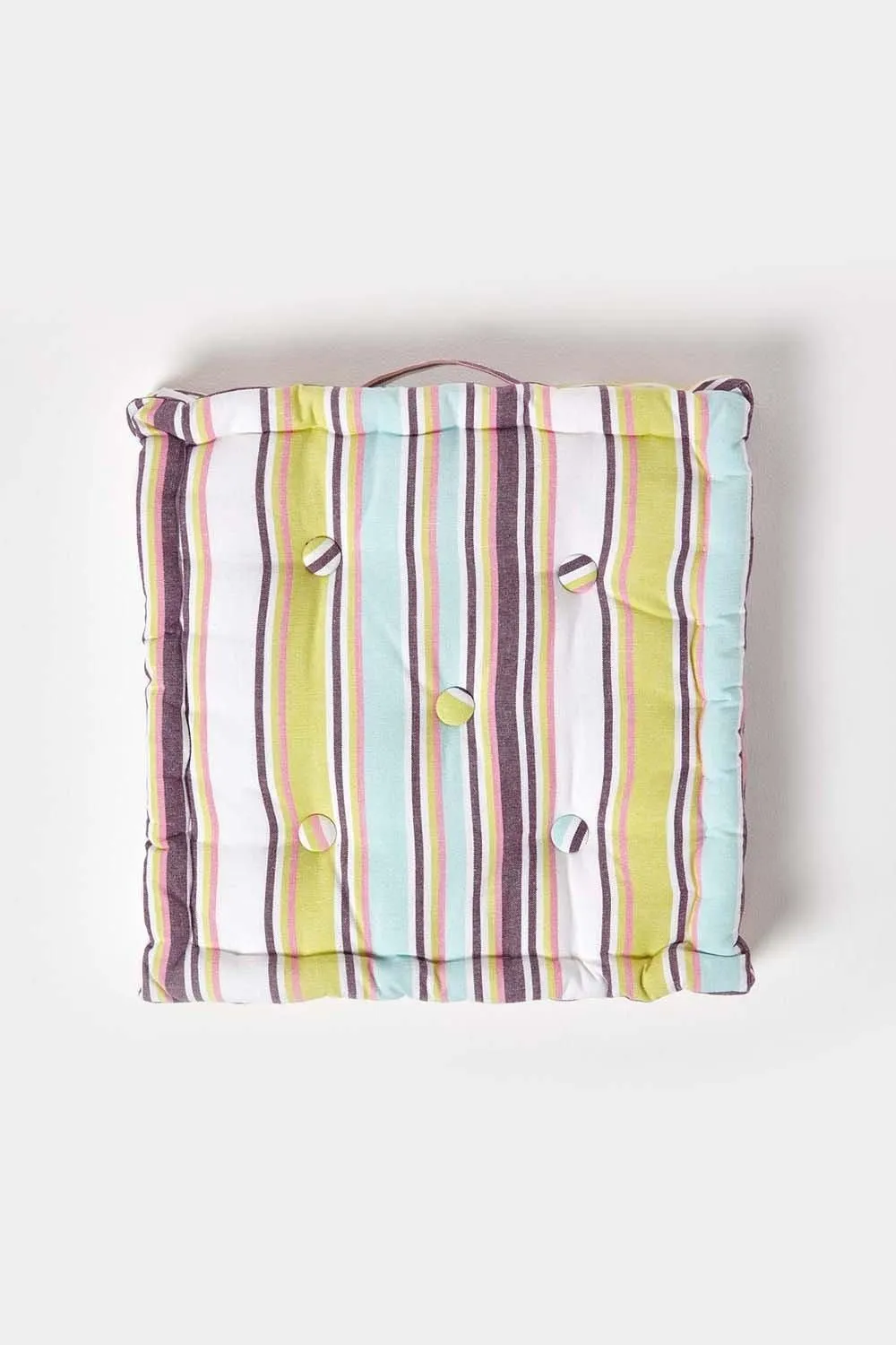 Homescapes Cotton Osaka Green Stripes Floor Cushion 3