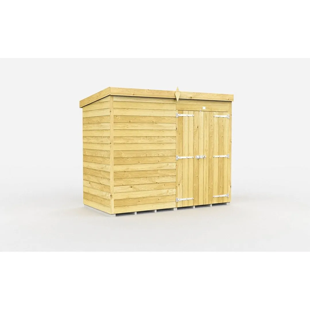 Buttercup Farm 8 x 4 Feet Pent Shed - Double Door W/O Windows - L118 x W243 x H201 cm in Brown