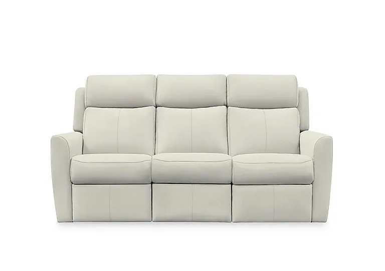 Wren 3 Seater Leather Recliner Sofa with Headrests and Power Lumbar - Oxford Light Grey