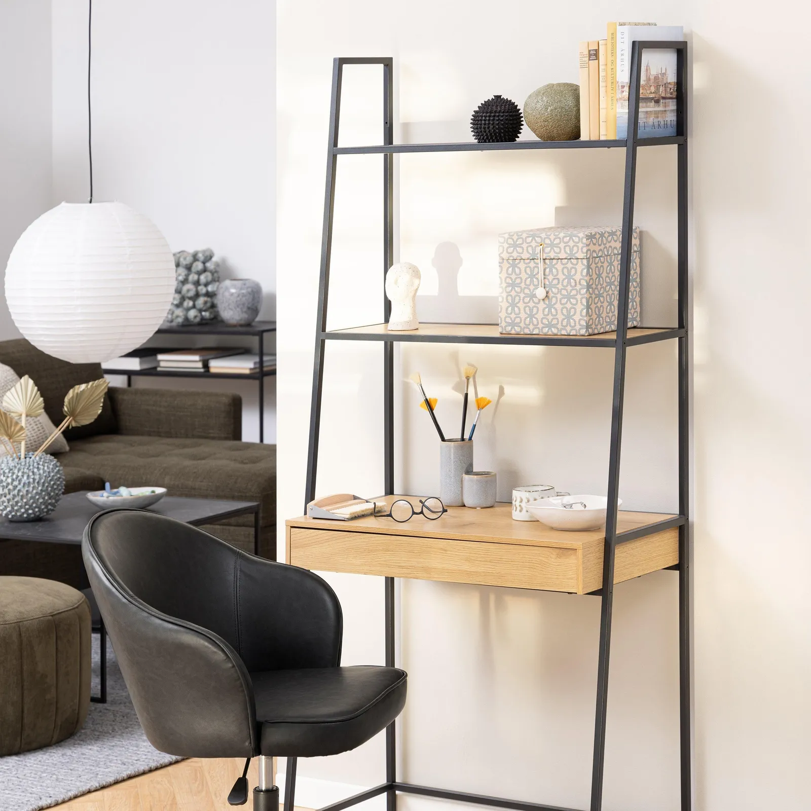 Furniture To Go Seaford Bookcase with 1 Drawer in Black & Oak 6