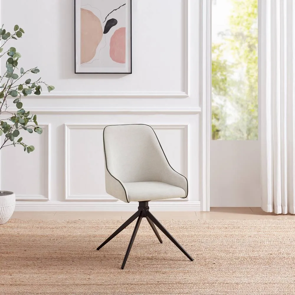 FurnitureboxUK 2x Beaumont Cream Fabric Swivel Dining Chairs 3