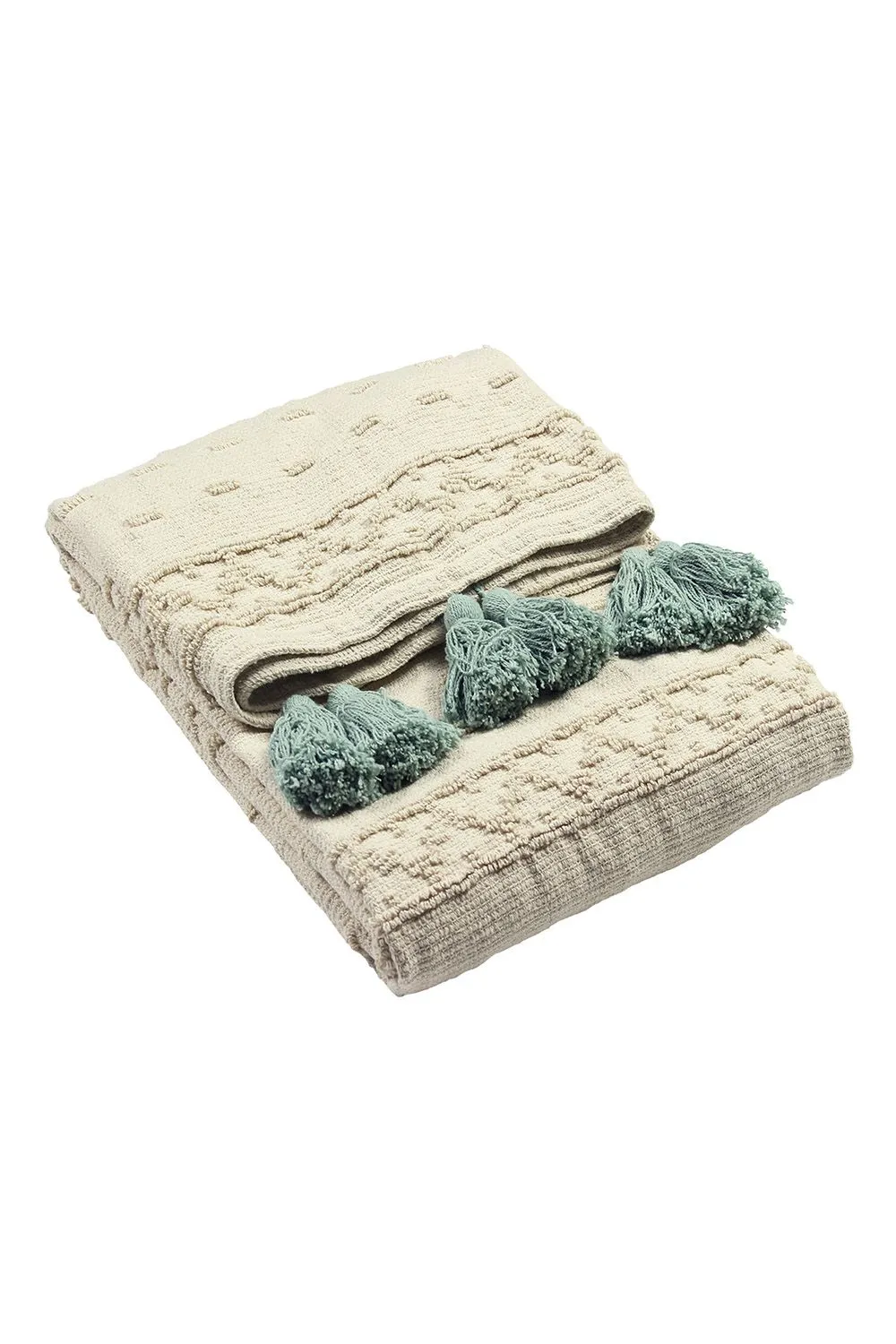 Furn Boho Geometric Cotton Tufted Throw in Green