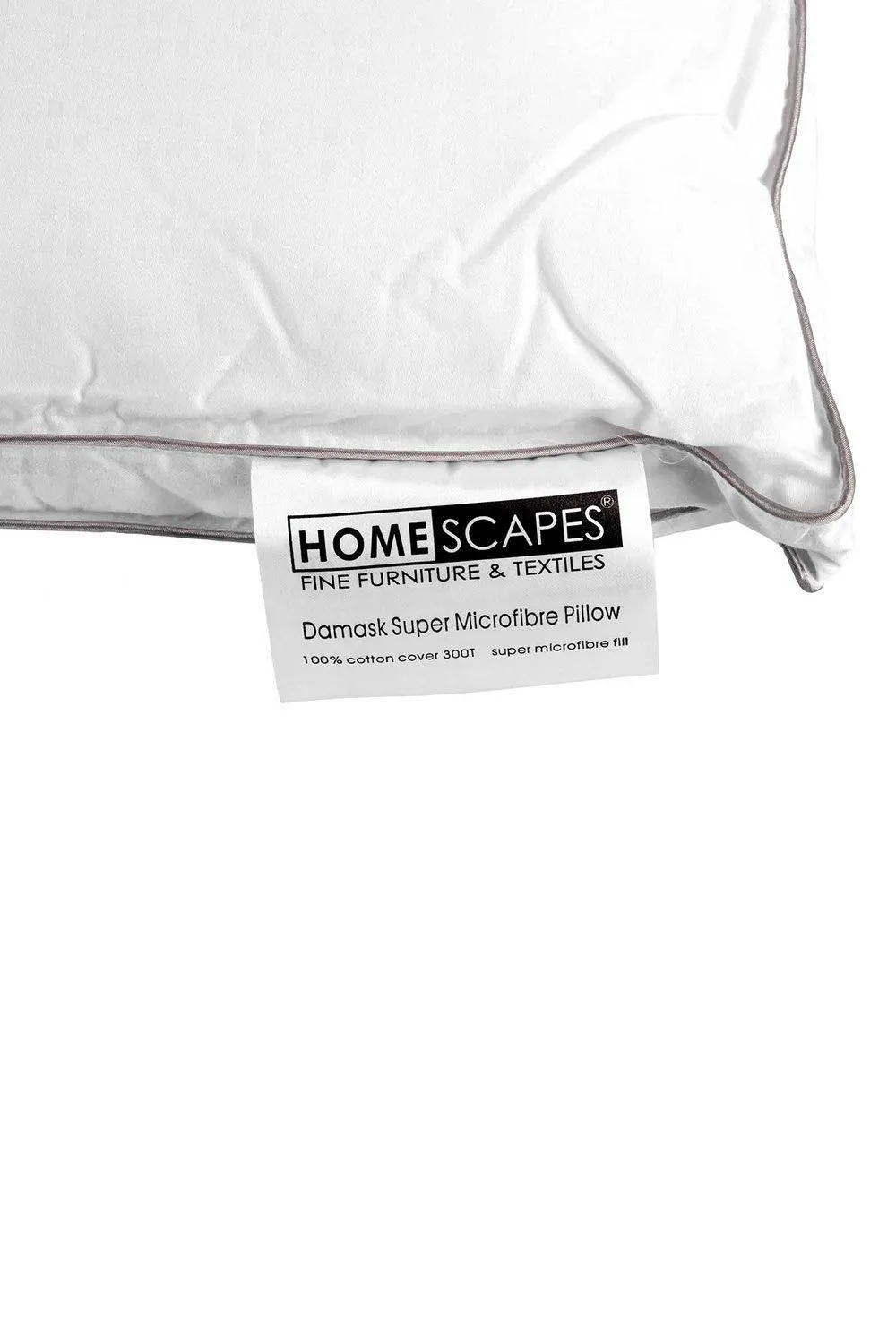 Homescapes Super Microfibre Damask Pillow in White 4