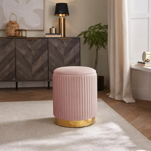 Return - Esme Pleated Velvet Storage Footstool