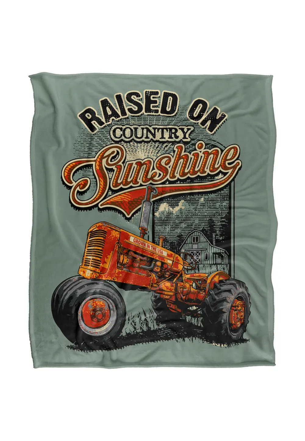 JQ Licensing Rle Raised On Sunshine Tractor Silky Touch Super Soft Throw Blanket 152 X 127 cm in White