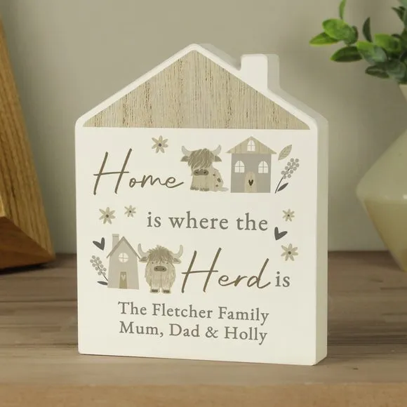 Personalised Highland Cow House Ornament