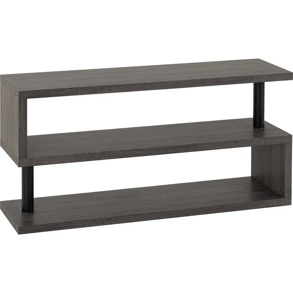 Seconique Quebec TV Stand Black Wood Grain/Black in Dark Grey 2