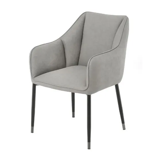Cohle Armchair In Grey Faux Leather With Black Legs