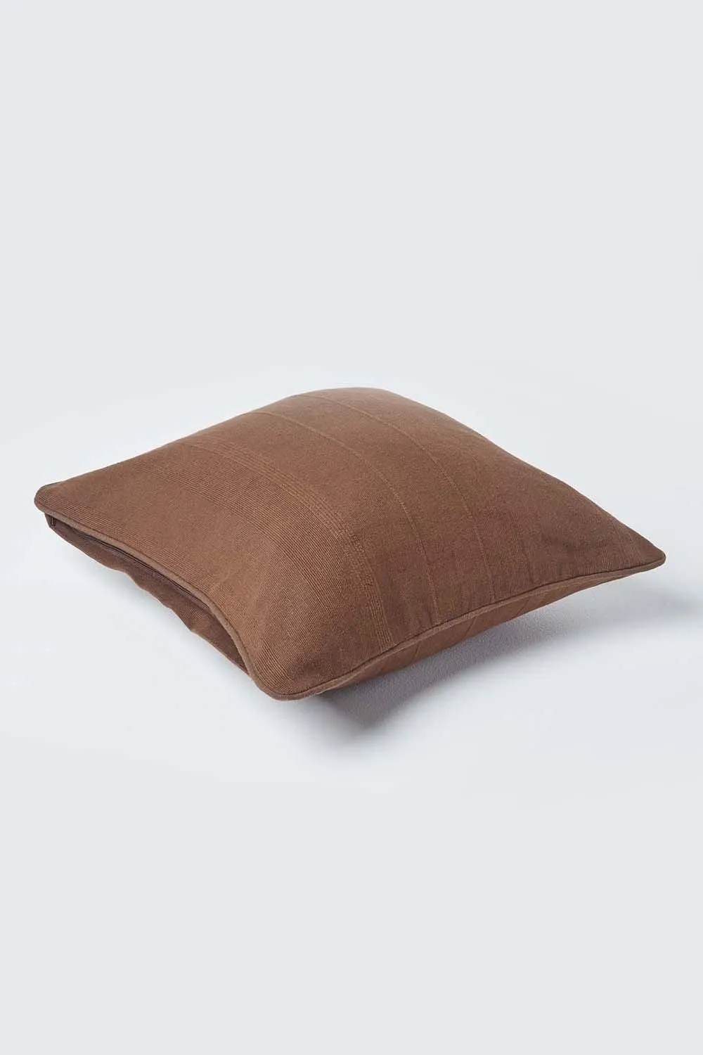 Homescapes Cotton Rajput Ribbed Cushion Cover in Chocolate 3