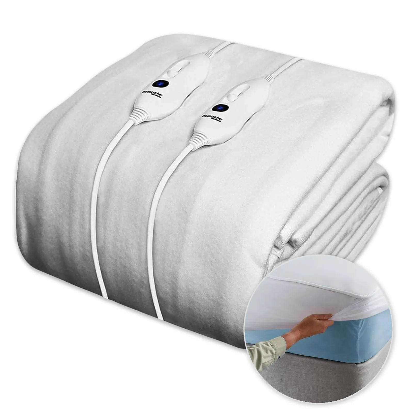 Dreamcatcher Luxury Polyester Electric Blanket Heated Fully Fitted Under Blanket 3 Heat Settings - Single/Double/King/Super King