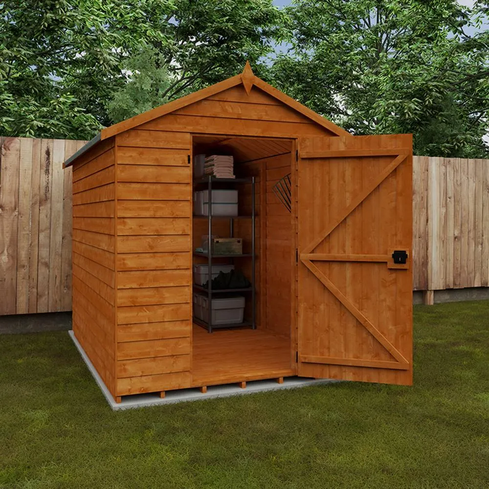 Buttercup Farm 8 x 6 Feet Value Apex 9mm Shed - Solid Wood/Softwood/Pine in Burnt Orange 3