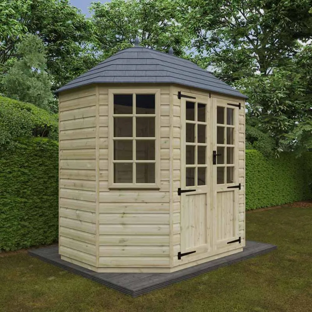 Buttercup Farm 8 x 6 Feet Tanalised Octagonal 16mm Shed - Solid Wood/Softwood/Pine in Natural 4