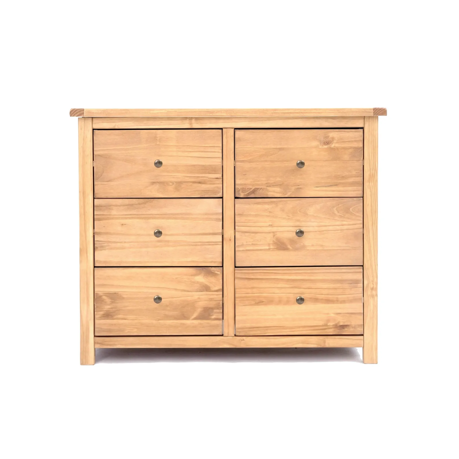 Cabinet Bits Lugo 6 Drawer Chest of Drawers Brass Knob in Light Brown