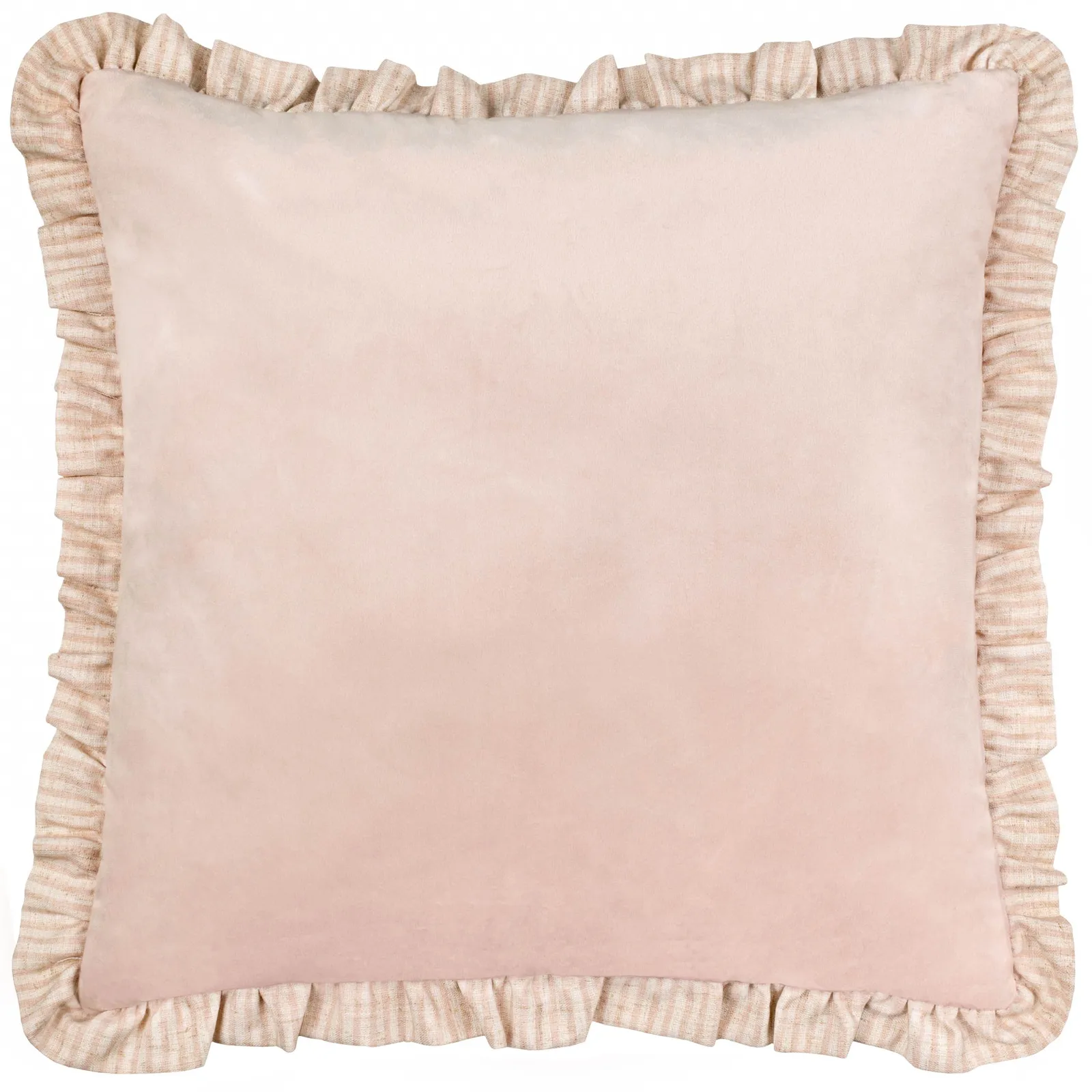 Wylder Solene Ruffle Matte Velvet Cushion in Pink 2